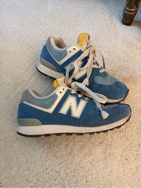 New Balance Kids Light Blue and White Lace-Up Sneakers